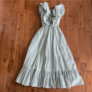 Karlie Olive Striped Seersucker Dress - Size Small